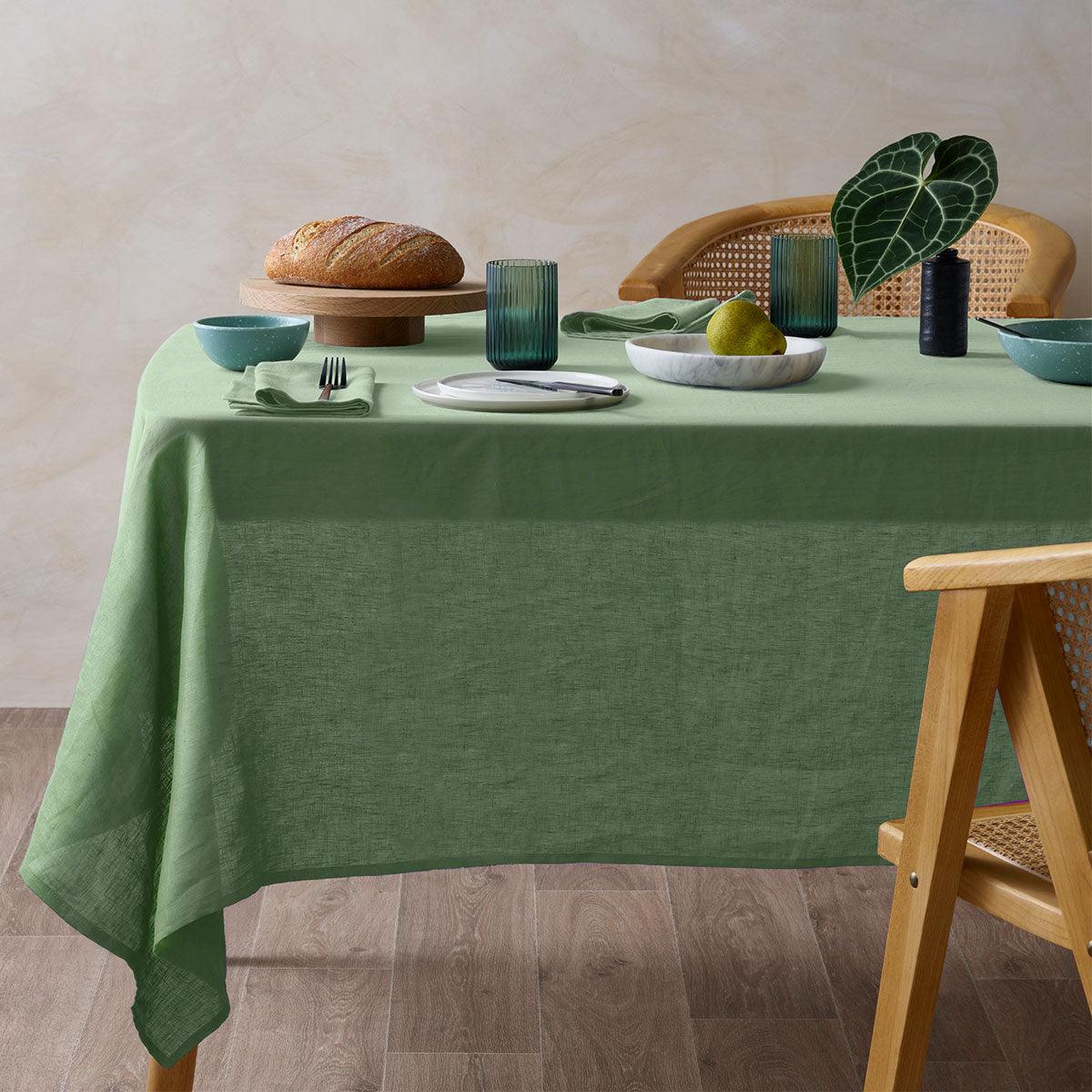 Vintage Design Homewares Mist French Linen Tablecloth 130cm x 180cm - Broadleaf Hemp